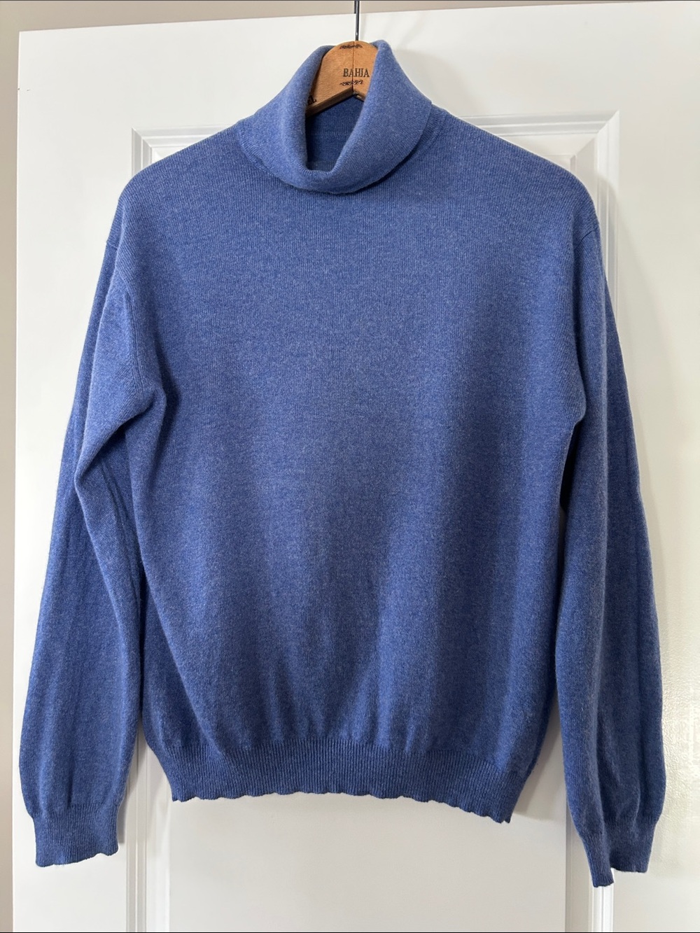 Forte Cashmere Sweater Sz XL w MEASUREMENTS Blue Turtleneck 100% Cashmere